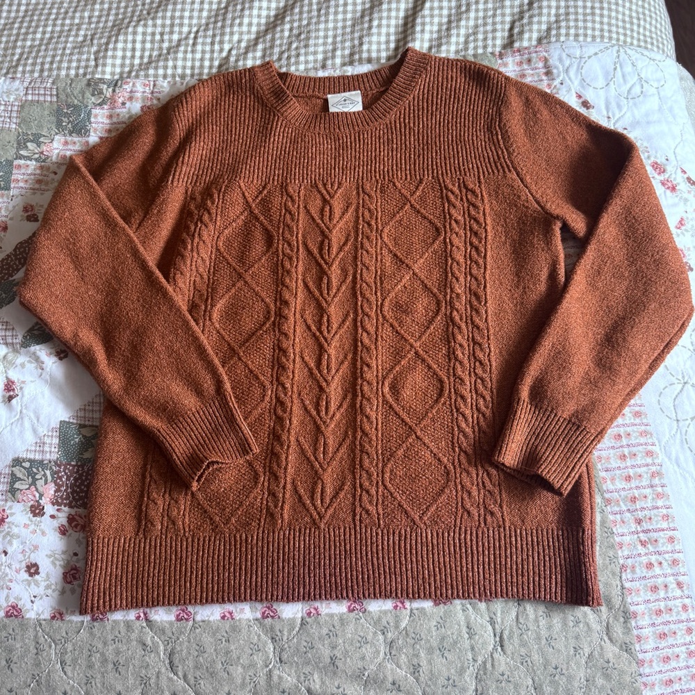 St. John's Bay Women's Cable Crewneck Sweater - Rust